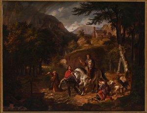 The Habsburg Legend: Count Rudolf Helps a Priest Over a Torrent by Friedrich Wilhelm Müller