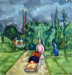 In the Gardens of the Military Hospital III by Fritz Friedrichs