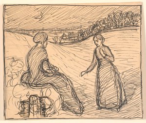 Out in the Snow Sat a Woman in Long Black Clothes by Fritz Syberg