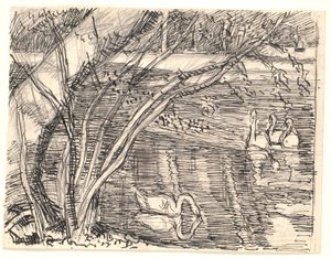 A Lake with Four Swans by Fritz Syberg