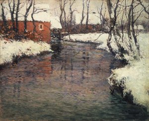 A Winter River Landscape by Fritz Thaulow