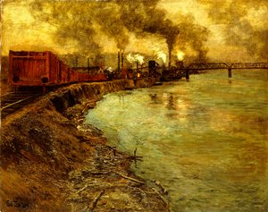 Freight Train, Dusk by Frits Thaulow
