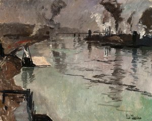 Smokestacks Along the River by Frits Thaulow