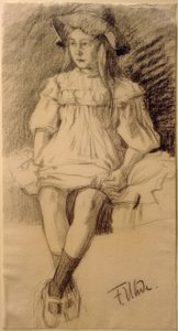 Seated Girl with Hat by Fritz von Uhde