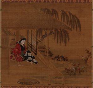 Garden, Interior and Seated Girl, Edo Period, 1615-1868
