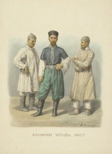 Kazan Tatars, Illustration from the Series Clothing of the Russian State, 1869 by Fyodor Grigoryevich Solntsev