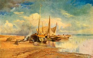 Barges on the Volga, 1870, 1939 by Fyodor Vasil