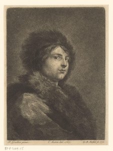Portrait of an Unknown Young Man with Fur Coat and Fur Hat by G.B. Rössel