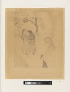 Three Young Girls on a Road, the Foremost with a Book