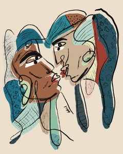 Abstract Lovers Kiss by GIovanna Gil Alves