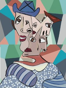 Colorful Cubist Portrait by GIovanna Gil Alves