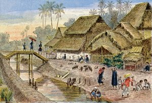 An Annamese Village, French Indochina, c.1900 by G. Dascher