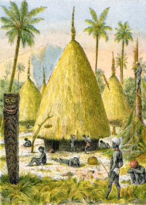 Canaque village in New Caledonia, c.1900-1910 by G. Dascher