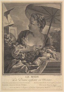 Midday. A Lady Setting Her Watch by G E Petit