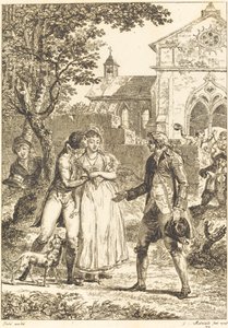 The Returned Kiss: The Borrowed Kiss by G. Mallesteste after Jacques Louis François Touzé