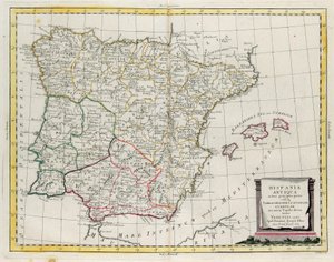 Ancient Spain Divided into Three Distinct Areas, Namely Terraconensis, Lusitania and Baetica, Engraving by G. Zuliani from Tome I of the "Newest Atlas"