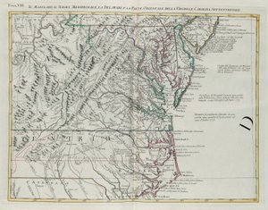 Maryland, Southern New Jersey, Delaware and the Eastern Part of Virginia and North Carolina, Engraving by G. Zuliani from Tome I of the "Newest Atlas" by G. Zuliani