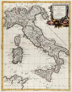 Political Map of Italy, Engraving by G. Zuliani