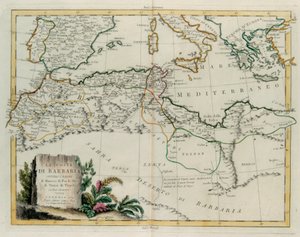 The Barbary Coast or The Kingdoms of Morocco, Fez, Algeria, Tunisia and Tripoli with Surrounding Countries, Engraving by G. Zuliani from Tome IV of the "Newest Atlas" by G. Zuliani