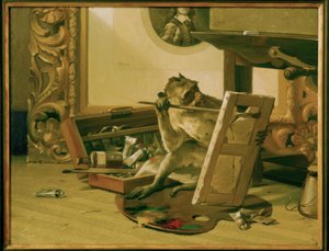Critic, Painting by Gabriel von Max by Gabriel Cornelius Ritter von Max