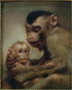 Mother with Child (Monkeys) by Gabriel Cornelius Ritter von Max