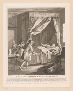 Discovery of Stolen Boots at Wrath (Scenes from the Roman Comique by Scarron) by Gabriel Huquier
