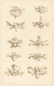 Designs for Tail-Pieces: Plate 8 by Gabriel Huquier after Claude Gillot