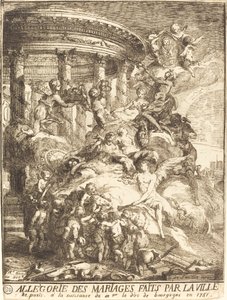 Allegory of Marriages Made by the City of Paris at the Birth of the Duke of Burgundy by Gabriel Jacques de Saint Aubin