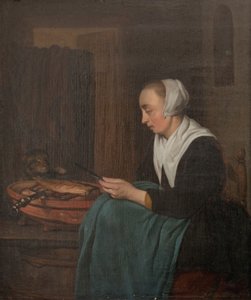 A Sleeping Saleswoman by Gabriel Metsu