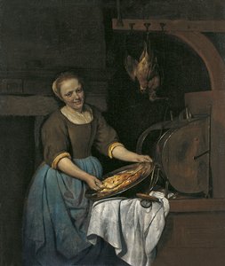Kitchen Maid Preparing Fish