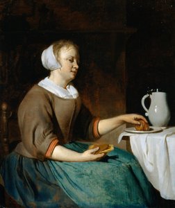 Young Woman Eating at a Table