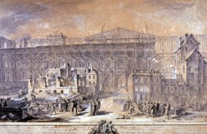 Building of the Louvre, Paris by Gabriel de Saint Aubin