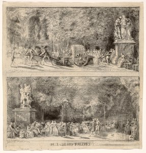 Scenes from the Tuileries: The Chairs and the Water Cart (retouched) by Gabriel de Saint Aubin