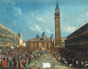 The Doge being carried triumphantly and scattering money in Piazza San Marco