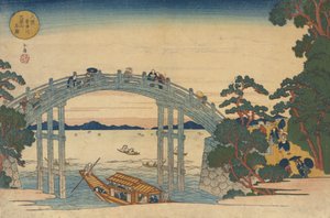 Stone Bridge over the Aji River, Osaka by Gakutei