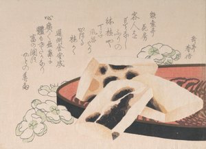 Toasted Mochi a kind of rice food used during the New Year season, 19th century by Gakutei