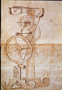 Clock a weighing pendulum studied by Galileo Galilei in 1638 to measure time. Drawing. Florence, National Library by Galileo Galilei