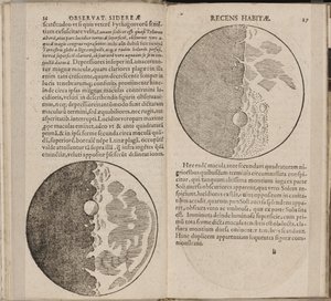Leaf of book Sidereal Messenger by Galileo Galilei, 1610