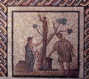 Gallo Roman Art: Mosaic Paving Representing a Rustic Calendar, Sacrifice Scene in Ceres and Apollo by Gallo Roman