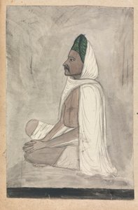 Man in a Green Turban Sitting Crosslegged