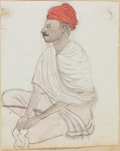 Man with a Red Turban Sitting Crosslegged