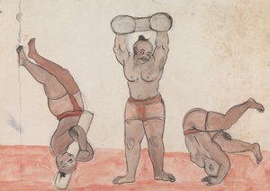 Three Jeyties Exercising by Gangaram Chintaman Tambat