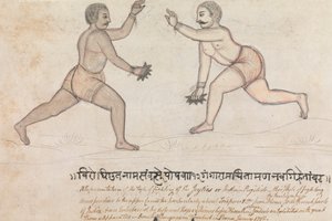 Two Jeyties Fighting by Gangaram Chintaman Tambat