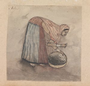 Woman Bending over Basket by Gangaram Chintaman Tambat