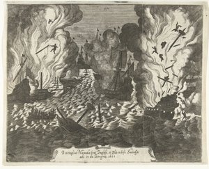 Naval Battle at Lowestoft, 1665 by Gaspar Bouttats (attributed to)