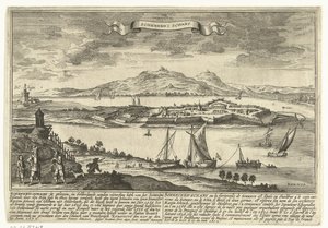 View of Schenkenschans (series title: Cities and Fortifications in the Republic of the Netherlands, Theatre of Cities and Fortresses of the United Netherlands with the Adjacent Places) by Gaspar Bouttats