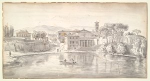 Church and Houses along a River by Gaspar van Wittel