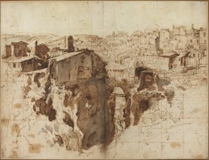 The Waterfall and Town of Tivoli by Gaspar van Wittel