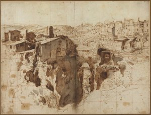 The Waterfall and Town of Tivoli by Gaspar van Wittel