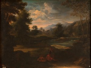 Landscape with Three Figures by Gaspard Dughet